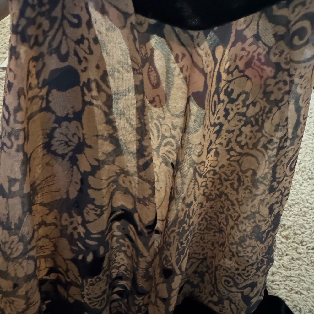 NWT Chico's Black/brown Velvet Floral Sheer Ruana Coverin - Picture 10 of 14